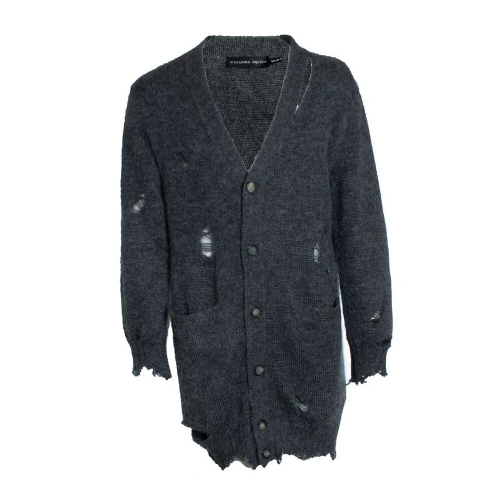 Alexander McQueen, Grey distressed cardigan